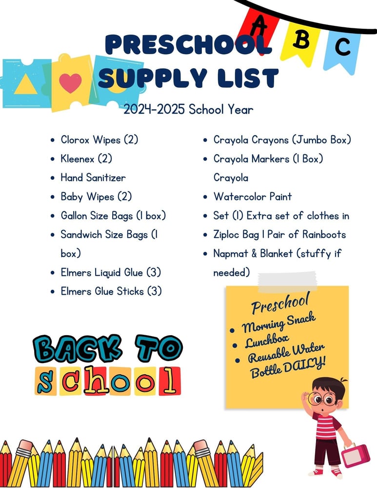 Preschool 24-25 Supply List