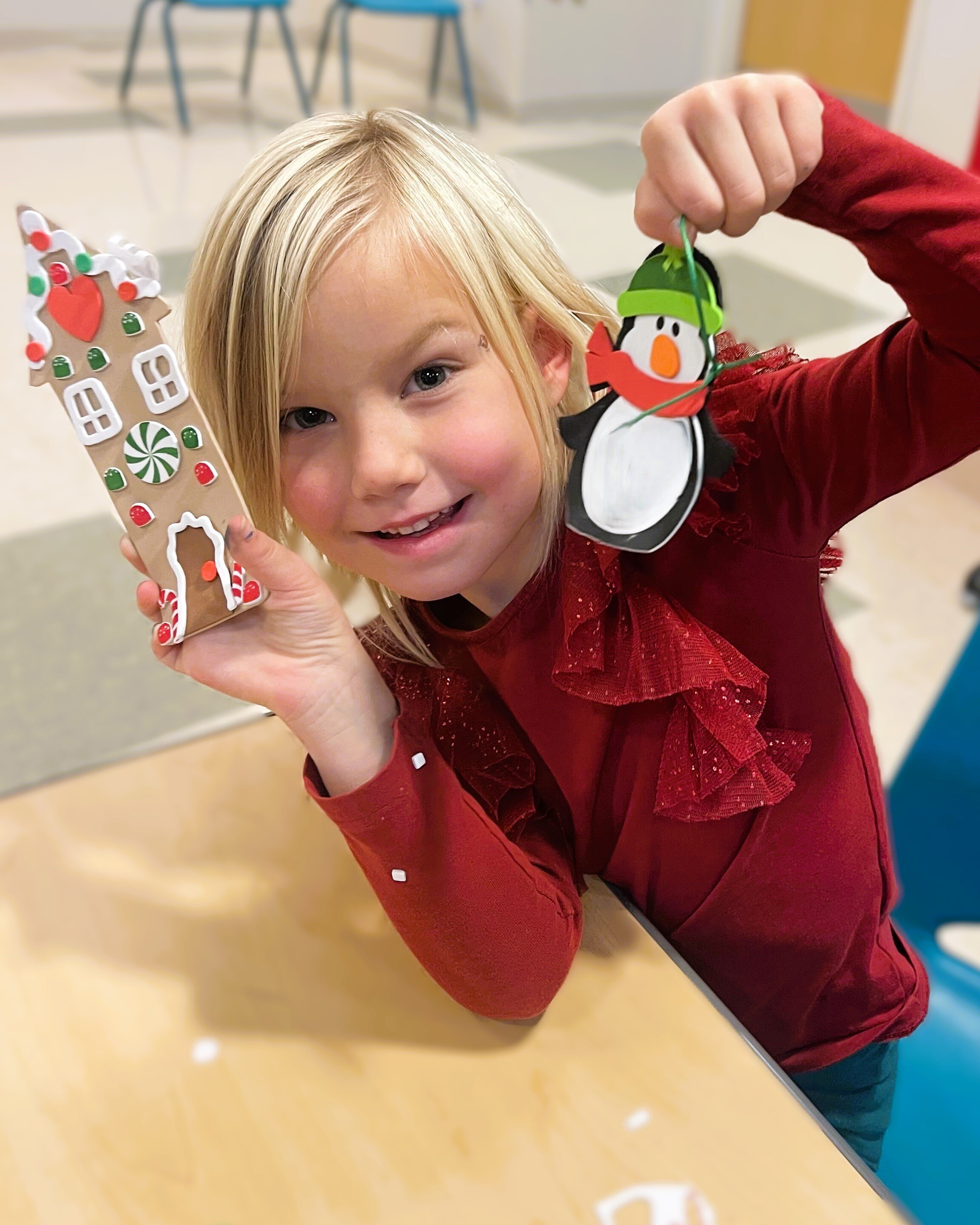 Pre-k making ornaments